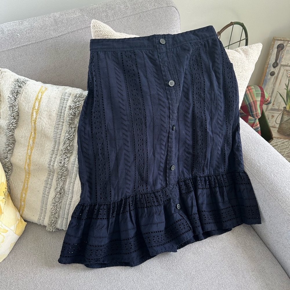 LOFT navy eyelet skirt